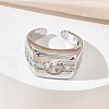 Brass Micro Pave Cubic Zirconia Cuff Open Rings for Women RJEW-L343-06P-2