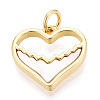 Brass Pave Natural Shell Heart Charms KK-N268-19G-1