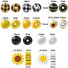 50Pcs 10 Styles Sunflower Theme Printed Wood Beads WOOD-CJ0001-78-2