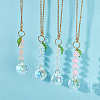 Teardrop Glass & Acrylic Flower Car Mirror Pendant Decorations HJEW-DR00051-4