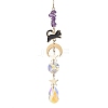 Teardrop Glass & Natural Amethyst Beads Hanging Suncatchers HJEW-JM04611-2