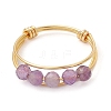 Natural Round Amethyst Beaded Finger Rings RJEW-TA00118-01-1