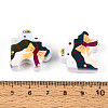 UV Plating Opaque Printed Acrylic European Beads OACR-N153-06D-3