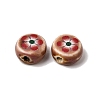 Flat Round Handmade Floral Porcelain Beads PR-CBA03B0-02B-2