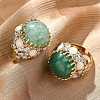 Half Round Natural Green Aventurine Cubic Zirconia Cuff Rings RJEW-M076-01G-05-4