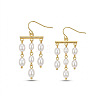 304 Stainless Steel & Plastic Pearl Oval Bead Tassel Chandelier Earrings for Women WGBEBE0-01-5
