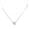 Stainless Steel Pave Cubic Zirconia Heart Pendant Cable Chain Necklaces for Women PW-WG05D07-04-1