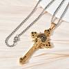 Religion 201 Stainless Steel Enamel Saint Benedict Crucifix Cross Pendant 304 Stainless Steel Box Chain Necklaces SA-CBA3211-03GP-3