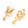 Heart 304 Stainless Steel Enamel Stud Earrings EJEW-T047-26G-B-2