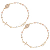 2Pcs Brass Beads Link Bracelets BJEW-GO0001-33-1
