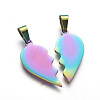 304 Stainless Steel Split Pendants STAS-F214-01M-2