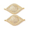Brass Micro Pave Clear Cubic Zirconia Connector Charms CU-CBA4579-03G-C-1