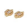 Rack Plating Brass Pave Clear Cubic Zirconia Connector Charms KK-C007-36G-3