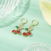 Cherry Alloy Rhinestone Dangle Hoop Earrings EJEW-JE06359-1