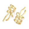 Brass Micro Pave Clear Cubic Zirconia Bowknot Cuff Earrings EJEW-P295-01G-2