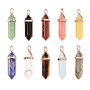 10Pcs 10 Style Natural & Synthetic Gemstone Pointed Pendants G-CJ0001-72-4