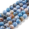 Faceted Natural Fire Crackle Agate Beads Strands G-F447-12mm-N06-1