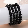 Natural Obsidian Beaded Stretch Bracelets BJEW-Q692-12-8mm-4