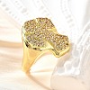 Brass Micro Pave Cubic Zirconia Cuff Rings for Women RJEW-F181-04G-4