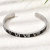 304 Stainless Steel Black Enamel Roman Numerals Open Cuff Bangles for Women SA-CBAC920-14P-1