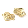 Rack Plating Brass Cubic Zirconia Heart Connector Charms KK-C084-08B-G-2