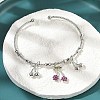 Brass Micro Pave Cubic Zirconia Fruit Charm Bangles for Women BJEW-Z089-01P-02-3