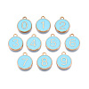 Light Gold Plated Alloy Enamel Charms ENAM-T010-05G-01-1