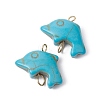 Synthetic Turquoise Connector Charms PALLOY-JF02372-02-1