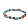 Synthetic Turquoise & Natural Black Onyx & Natural Zebra Jasper & Natural & Dyed Malaysia Jade & Natural Carnelian Stretch Bracelets BJEW-JB11474-3