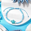 Synthetic Turquoise & Glass Seed Braided Bead Bracelets BJEW-JB11153-4