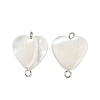 Natural Shell Heart Connector Charms STAS-D378-25P-1