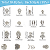 100Pcs 10 Styles Tibetan Style Alloy Beads TIBEB-SC0001-33-2