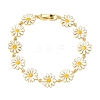 Brass & Enamel Daisy Link Chain Bracelets for Women BJEW-A171-03G-4