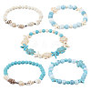 5Pcs Ocean Theme Synthetic Turquoise & Shell Beads Bracelet Sets BJEW-CA00001-1
