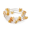 Natural Topaz Jade Chip & Glass & Brass Tube Beaded Bangles for Women BJEW-JB11265-04-2