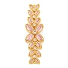 Brass Pave Pink Cubic Zirconia Flower with Leaf Links Connector Charms KK-P277-52G-02-1