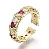 Brass Micro Pave Cubic Zirconia Cuff Rings RJEW-T016-08G-NF-4