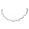Chakra Glass Beads Dangle Earrings & Necklaces Sets SJEW-JS01364-3