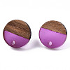 Resin & Walnut Wood Stud Earring Findings MAK-N032-008A-A02-2