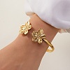 304 Stainless Steel Flower Cuff Bangles for Women BJEW-Z157-02G-01-1