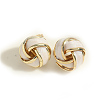 Golden Brass Enamel Stud Earrings PW-WG6CE4C-02-1