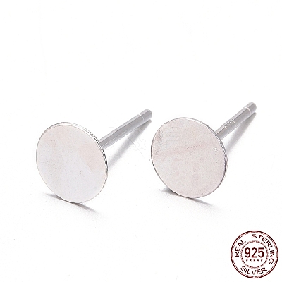 925 Sterling Silver Flat Pad  Stud Earring Findings STER-K167-045E-S-1