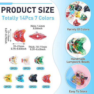 14Pcs 7 Colors Handmade Lampwork Beads LAMP-TA0002-43-1