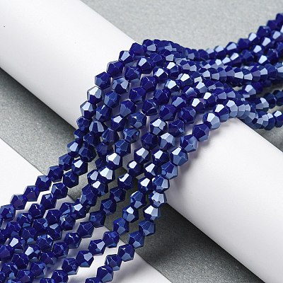 Opaque Solid Color Electroplate Glass Beads Strands EGLA-A039-P4mm-A10-1