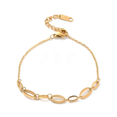 304 Stainless Steel Oval Link Bracelet for Women BJEW-G640-07G-1