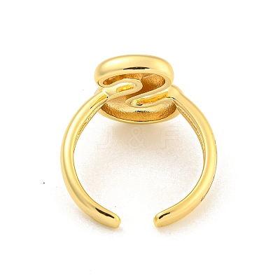 Brass Letter Open Cuff Rings for Women RJEW-G313-01S-G-1