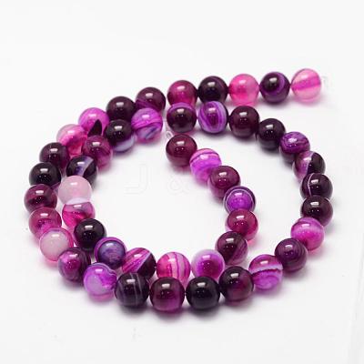 Natural Striped Agate/Banded Agate Bead Strands X-G-K155-A-6mm-02-1