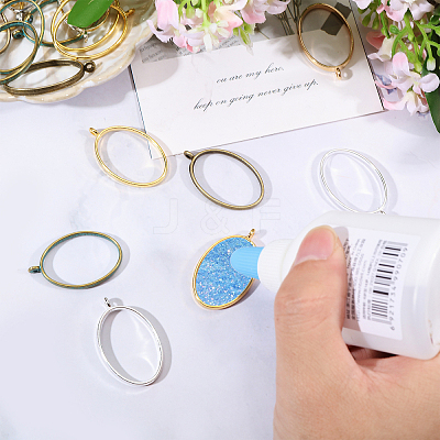 36Pcs 6 Colors Alloy Hollow Geometric Open Back Bezel FIND-CA0010-67-1