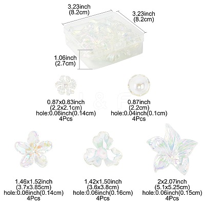 20Pcs 5 Styles UV Plating Acrylic Beads Caps TACR-FS0001-60-1