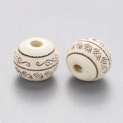 Painted Natural Wood Beads X-WOOD-N006-02A-04-1